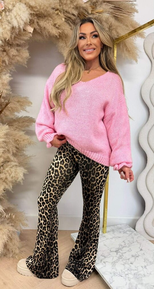 BASIC V NECK KNITTED SWEAT PINK BASIC V NECK KNITTED SWEAT PINK