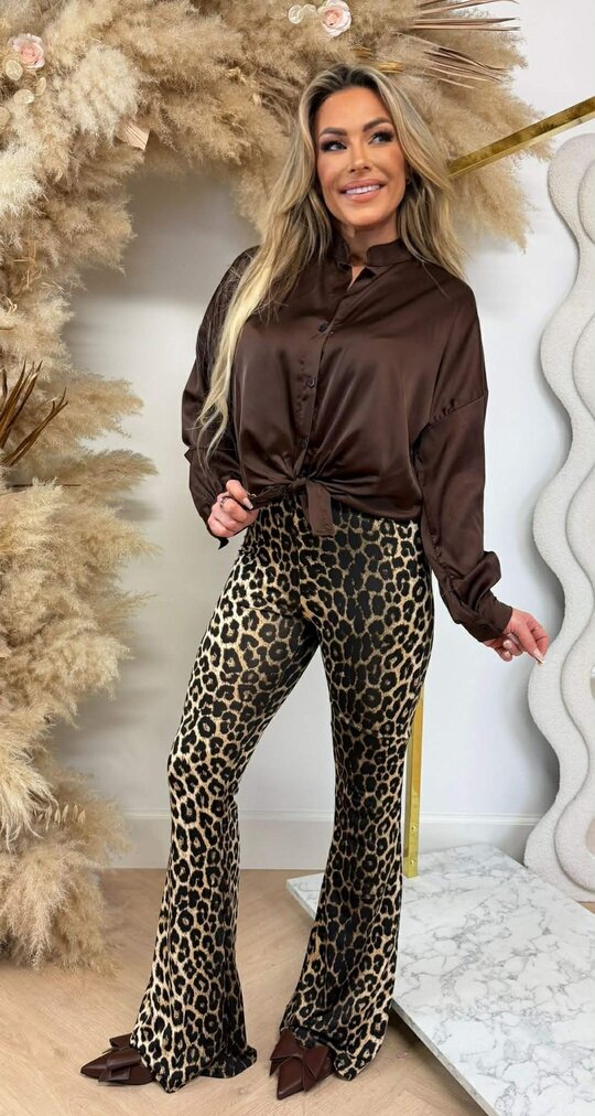 SATIN KNOOP BLOUSE CHOCO SATIN KNOOP BLOUSE CHOCO