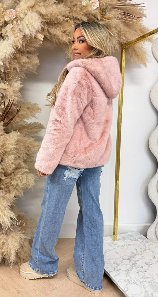 VEGAN FUR JACKET 8807 PINK VEGAN FUR JACKET 8807 PINK