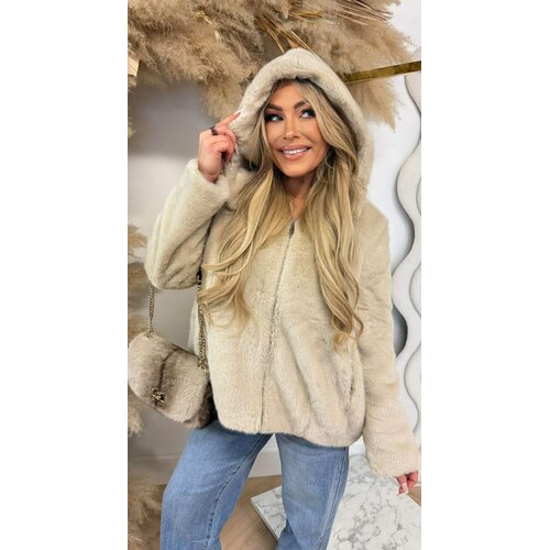 VEGAN FUR JACKET 8807 BEIGE