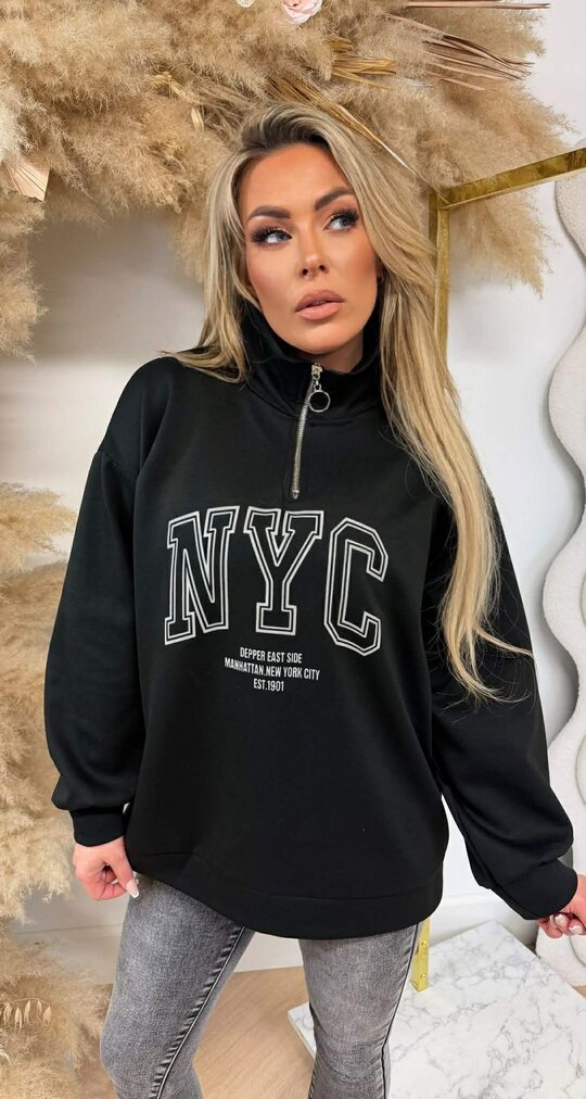 DEPPER EAST ZIP SWEAT BLACK DEPPER EAST ZIP SWEAT BLACK