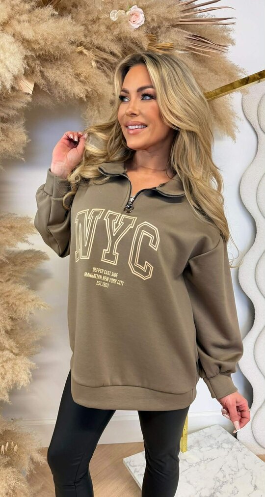 DEPPER EAST ZIP SWEAT TAUPE DEPPER EAST ZIP SWEAT TAUPE