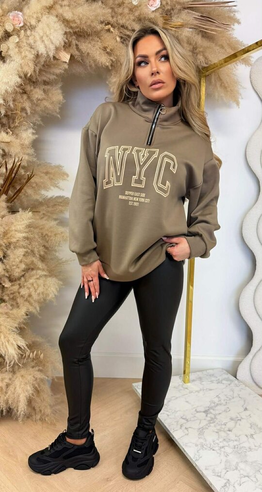 DEPPER EAST ZIP SWEAT TAUPE DEPPER EAST ZIP SWEAT TAUPE