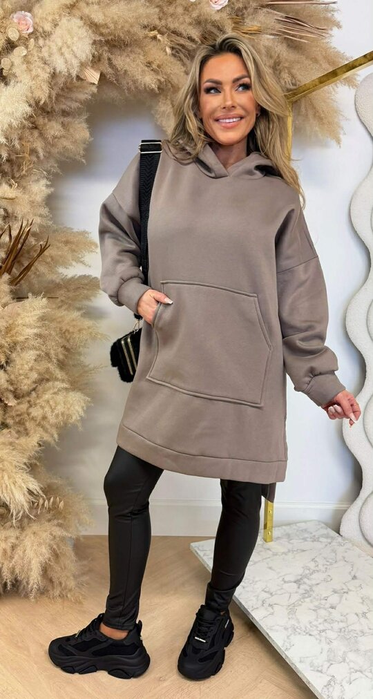 OVERSIZED HOODIE SWEAT TAUPE OVERSIZED HOODIE SWEAT TAUPE