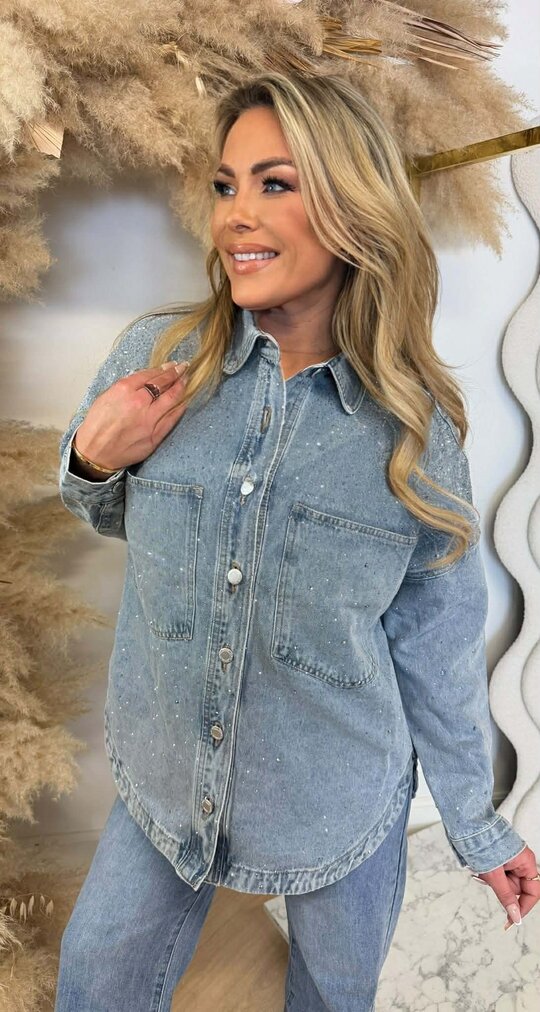 DIAMOND OVERSIZED FIT DENIM BLOUSE 8719-8 DENIMBLUE DIAMOND OVERSIZED FIT DENIM BLOUSE 8719-8 DENIMBLUE