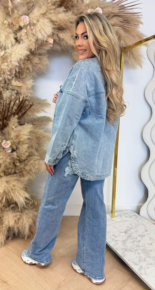DIAMOND OVERSIZED FIT DENIM BLOUSE 8719-8 DENIMBLUE DIAMOND OVERSIZED FIT DENIM BLOUSE 8719-8 DENIMBLUE