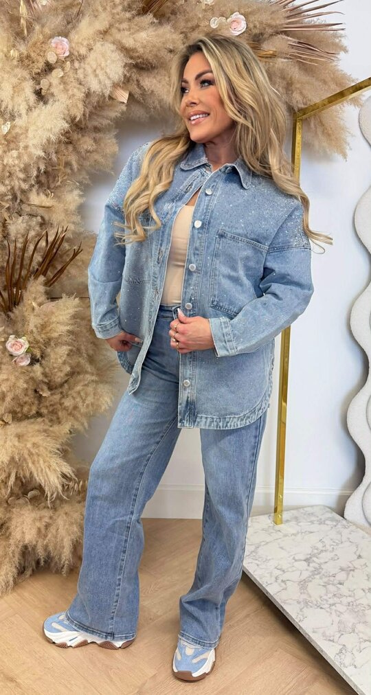 DIAMOND OVERSIZED FIT DENIM BLOUSE 8719-8 DENIMBLUE DIAMOND OVERSIZED FIT DENIM BLOUSE 8719-8 DENIMBLUE