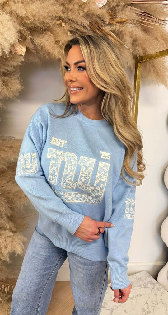 NY FLOWER PRINT SWEAT 3831395 ICEBLUE