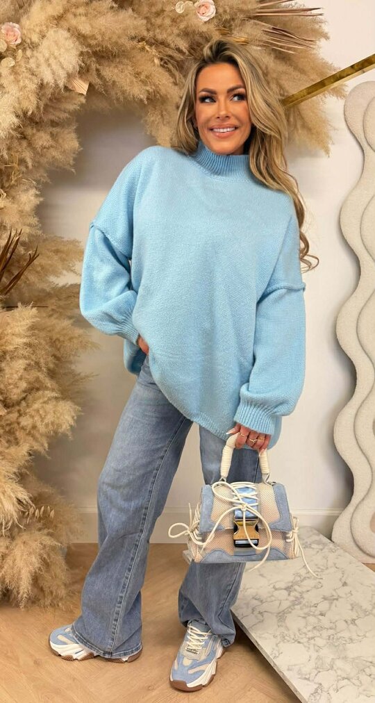 NINE OVERSIZED STIKSEL SWEAT ICEBLUE
