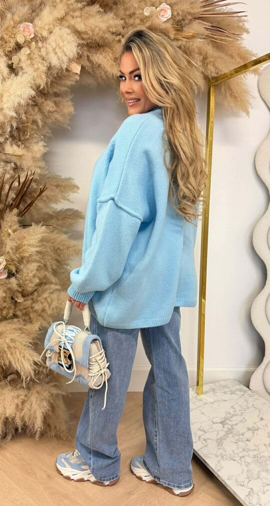 NINE OVERSIZED STIKSEL SWEAT ICEBLUE