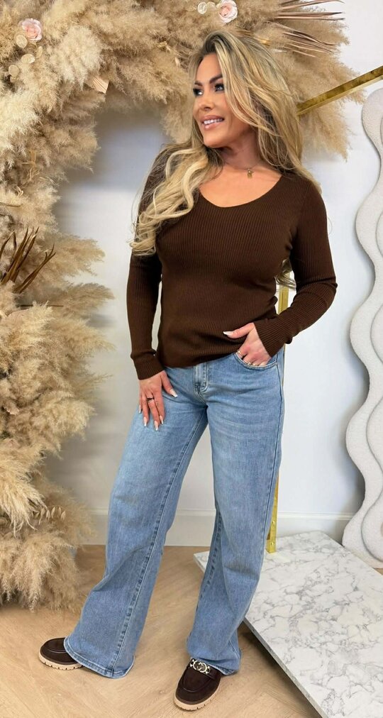 SUZY BASIC V RIB TOP CHOCO