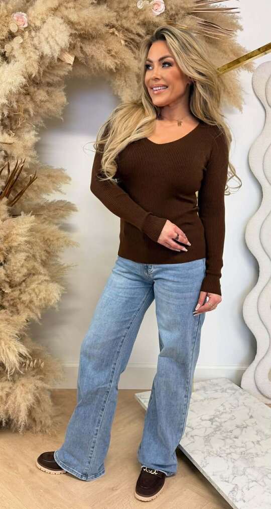 SUZY BASIC V RIB TOP CHOCO