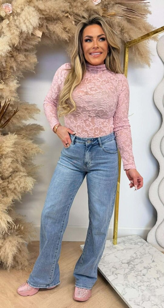 MESH FLOWER TOP PRINT TOP 06027 PINK