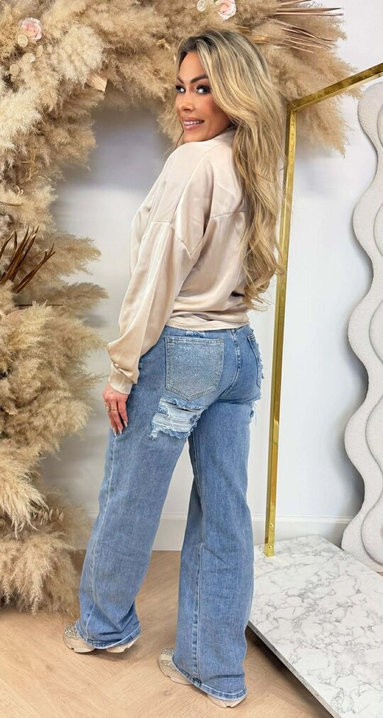 SATIN KNOOP BLOUSE BEIGE