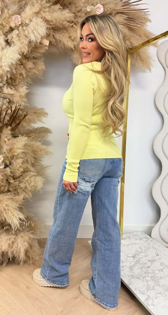 SUZY BASIC V RIB TOP YELLOW