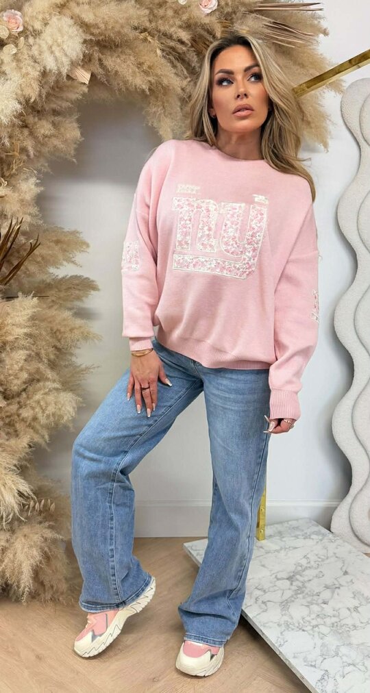 NY FLOWER PRINT SWEAT 3831395 SWEETPINK