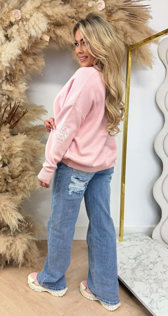 NY FLOWER PRINT SWEAT 3831395 SWEETPINK