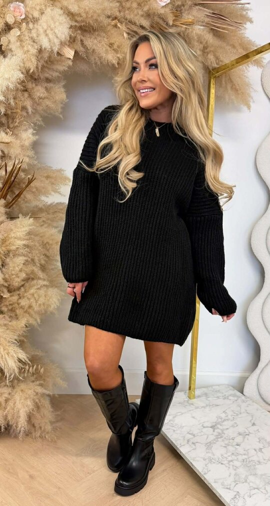 JAIMY OVERSIZED KNITTED DRESS BLACK