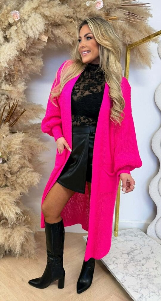 DIANNE KNITTED LOUNGE VEST NEONPINK