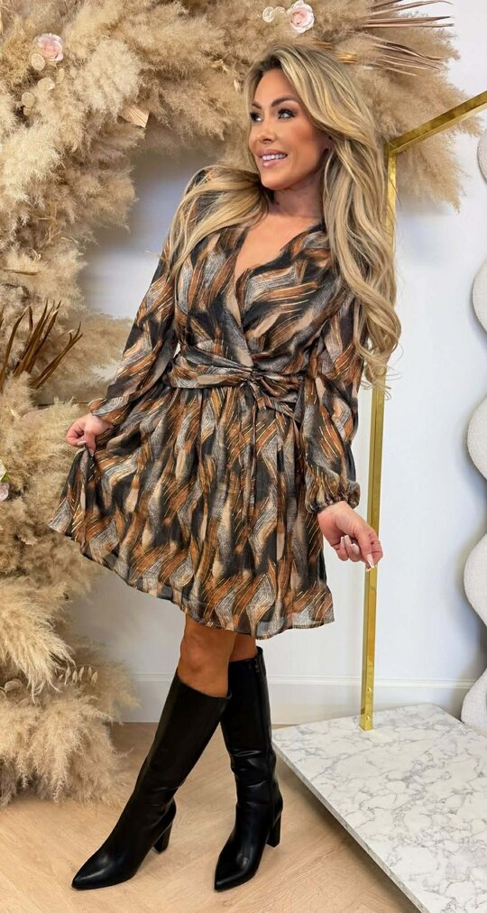 FALL PRINT DRESS 5354 BEIGE