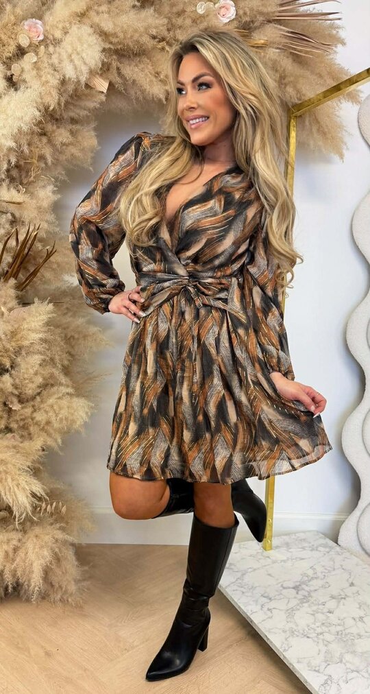 FALL PRINT DRESS 5354 BEIGE