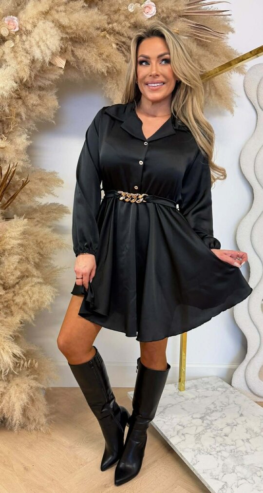 CHAIN SATIN TUNIEK BLACK