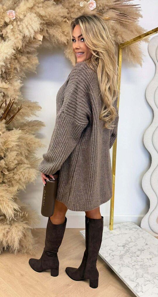 JAIMY OVERSIZED KNITTED DRESS TAUPE