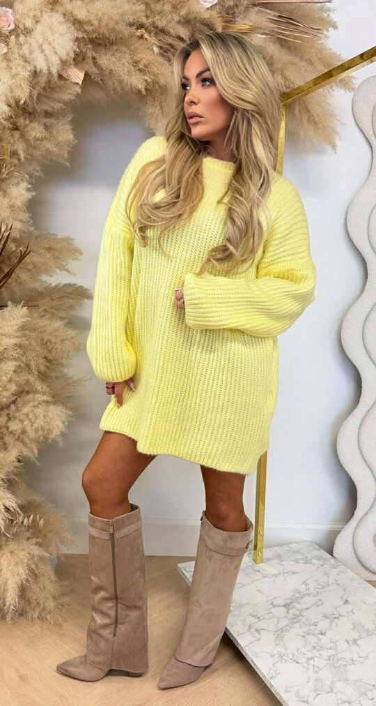 JAIMY OVERSIZED KNITTED DRESS YELLOW