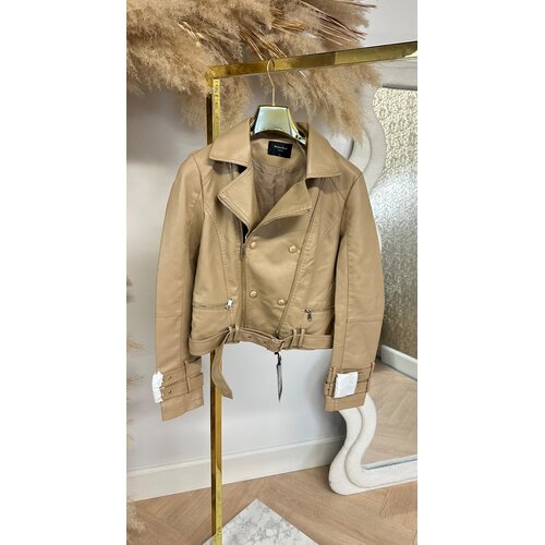 LEATHER LOOK BUTTON JACKET 986 TAUPE