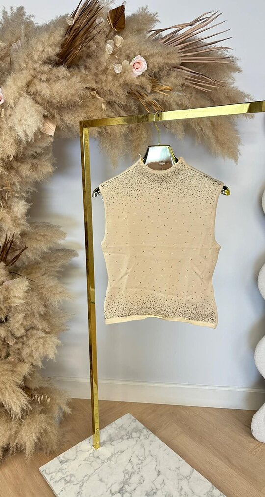SPARKLE GLITTER TOP 9167 BEIGE