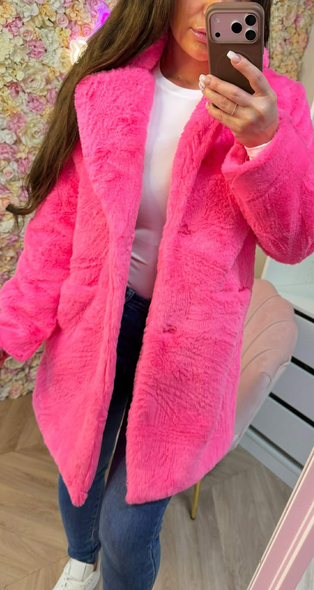 ACTIE FAKE FUR COAT 995 NEON FUCHSIA