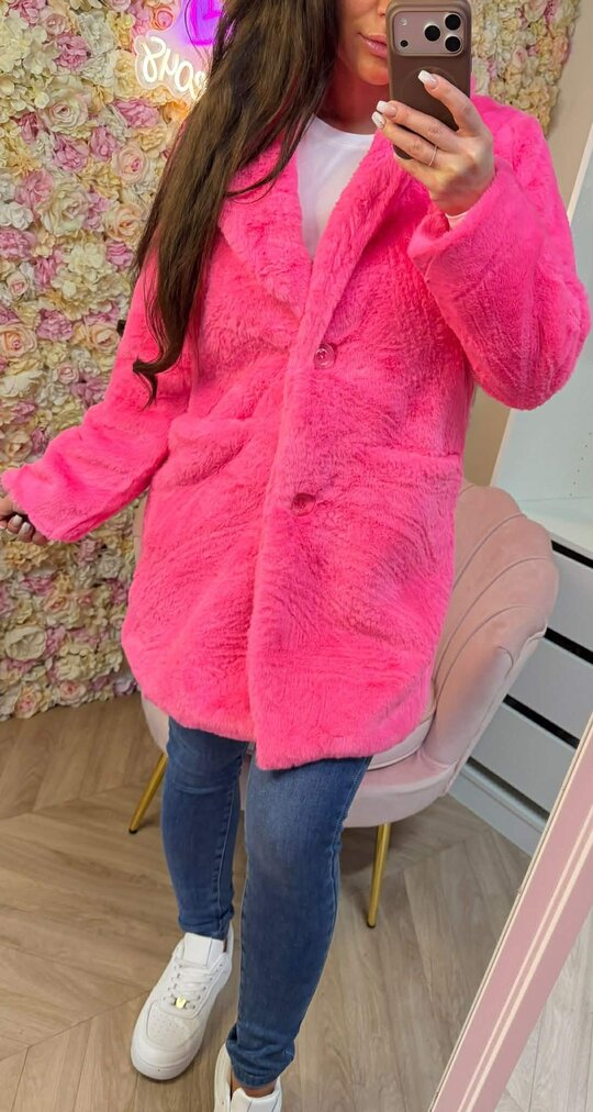 ACTIE FAKE FUR COAT 995 NEON FUCHSIA