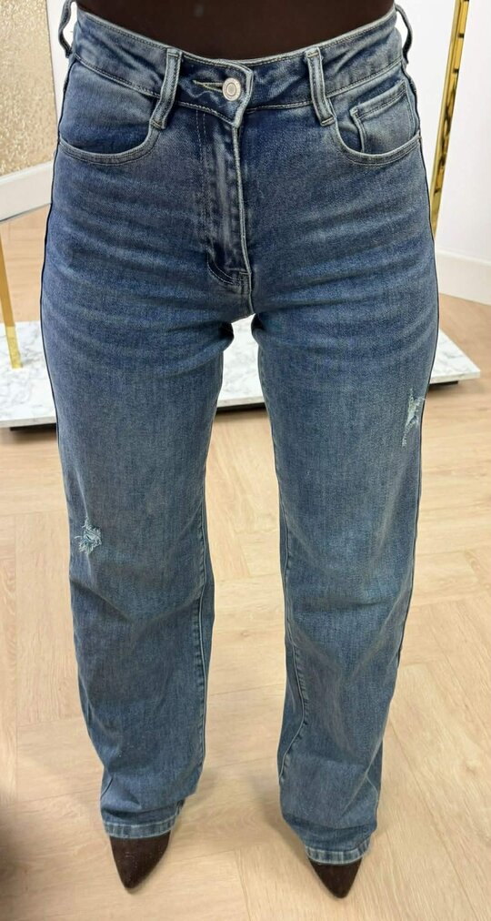 DAMAGDE WIDE LEG JEANS 6320-9 DENIMBLUE