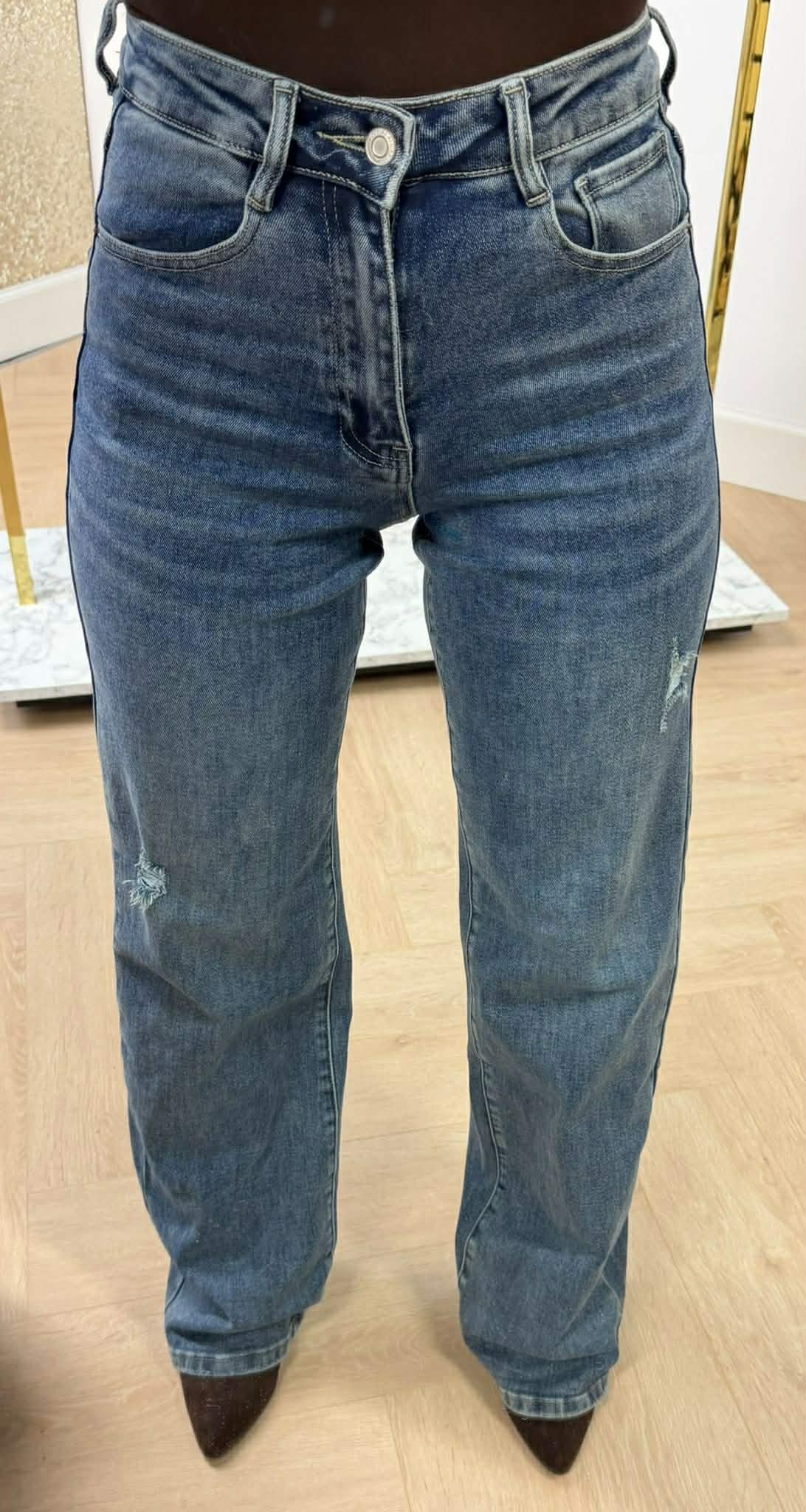 DAMAGDE WIDE LEG JEANS 6320-9 DENIMBLUE