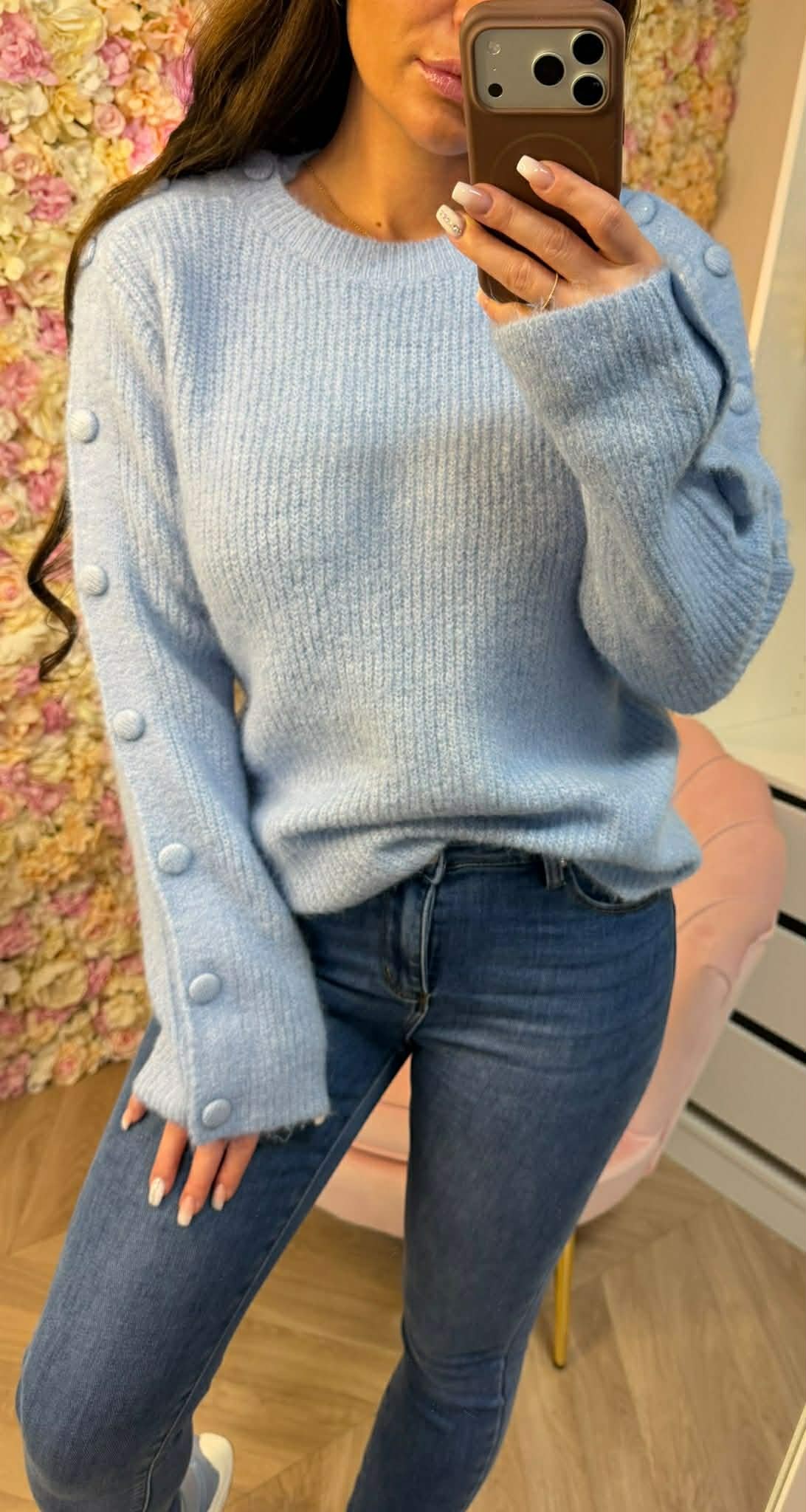 BUTTON SLEEVE SWEAT 25003 ICEBLUE