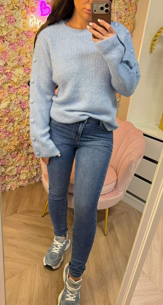 BUTTON SLEEVE SWEAT 25003 ICEBLUE