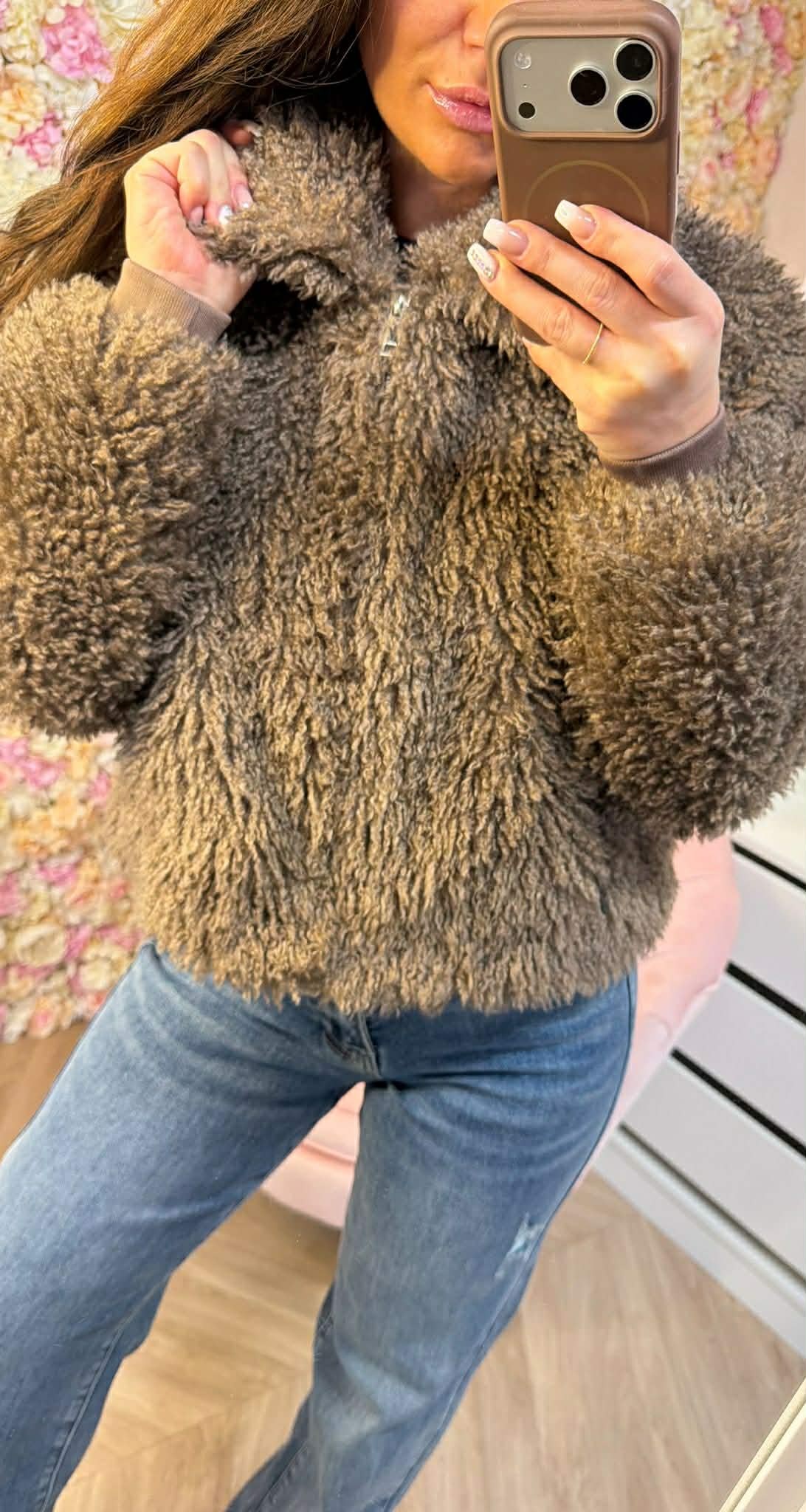 SHEEP VEGAN FUR JACKET 8799 TAUPE