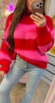 SUPER SOFT JUMELLE STRIPE SWEAT PINK/RED