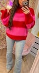 SUPER SOFT JUMELLE STRIPE SWEAT PINK/RED