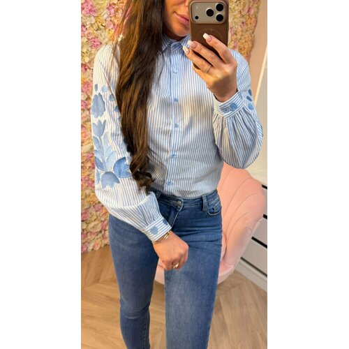 MILLY STRIPE BLOUSE 7765-12 BLUE