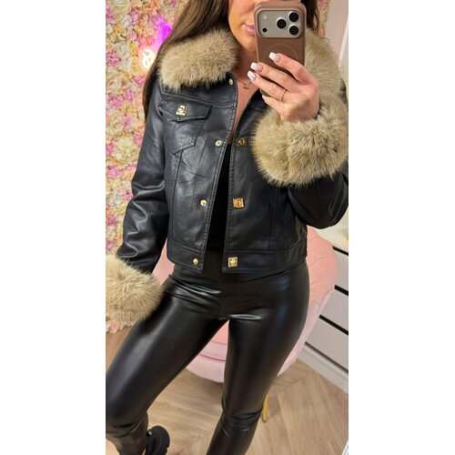 PERFECT VEGAN LEATHER FAUX FUR JACKET 5625 BLACK