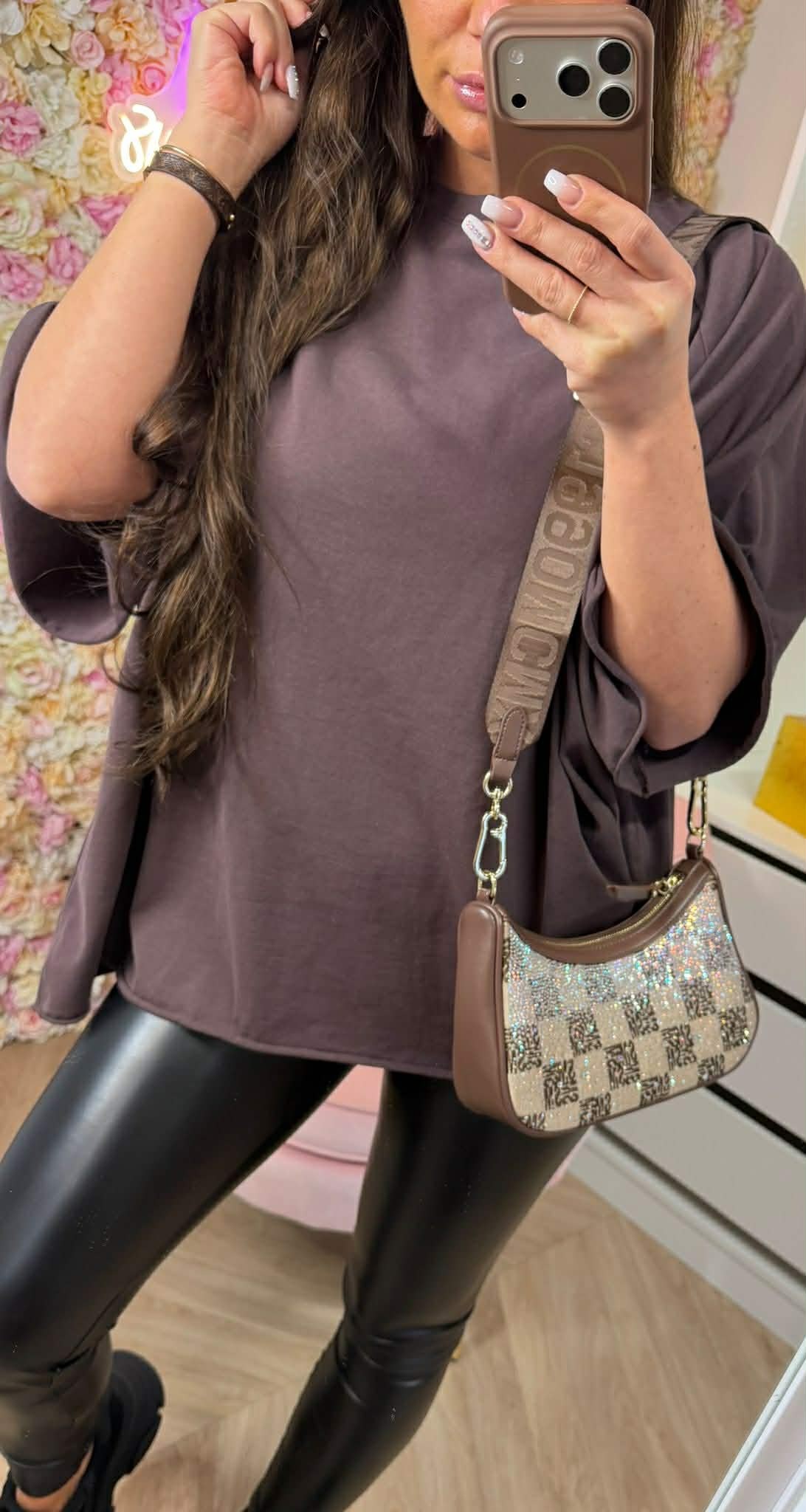 FEE OVERSIZED CROPPED TEE 71831 CHOCO