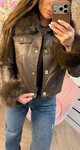 PERFECT VEGAN LEATHER FAUX FUR JACKET 5625 CHOCO