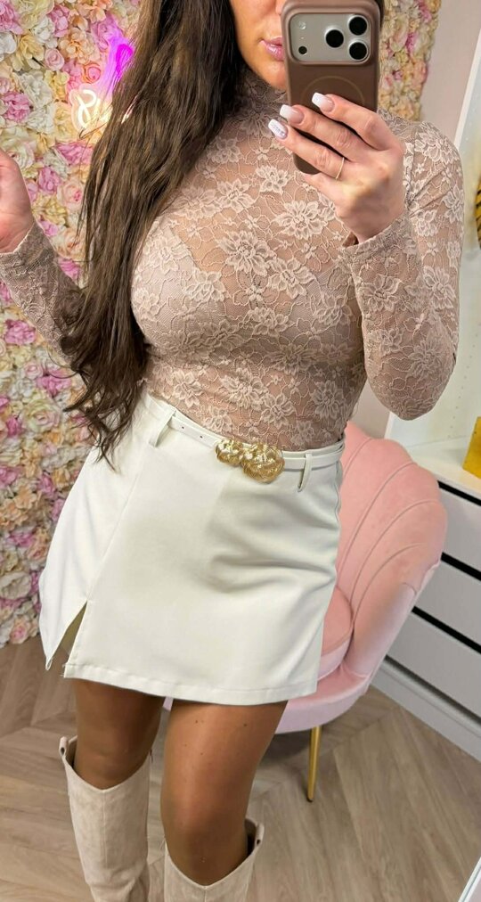 BY SWAN LACE GAUZE TOP 10082 TAUPE