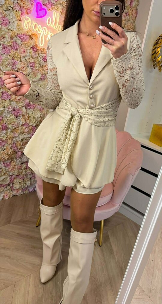 MISS OMSLAG PLAYSUIT BEIGE