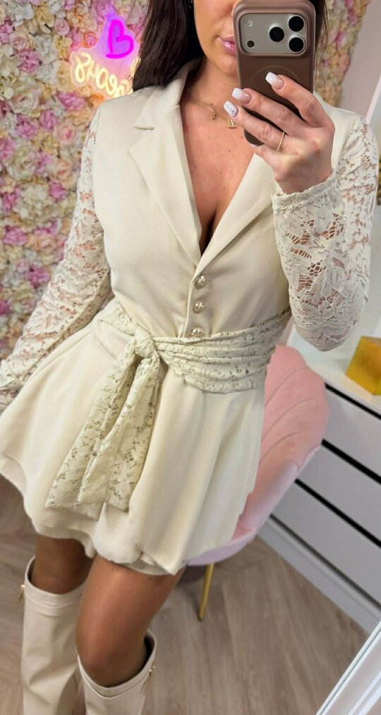 MISS OMSLAG PLAYSUIT BEIGE