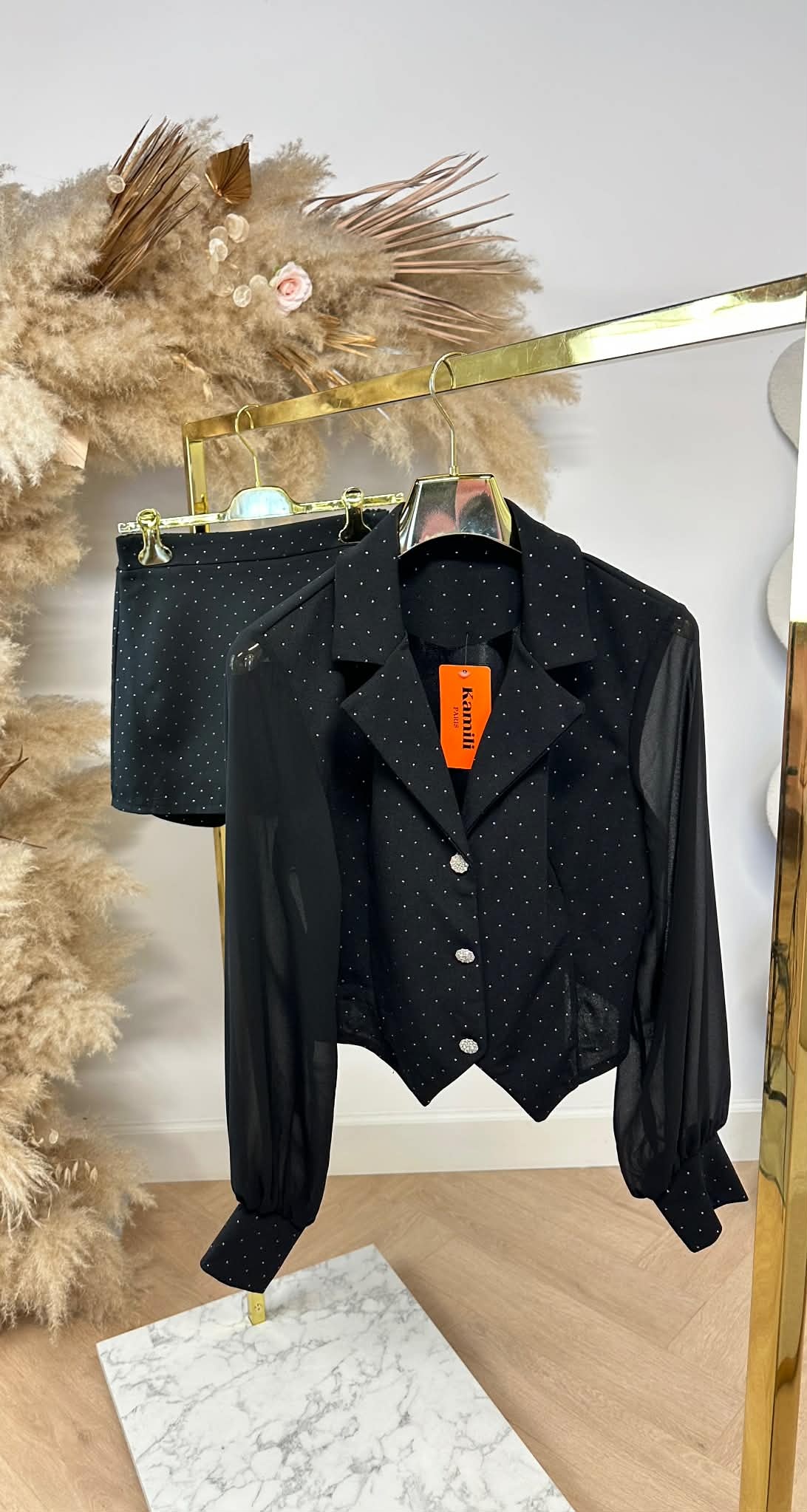 TESSA CHIQUE SET BLAZER + SKORT BLACK