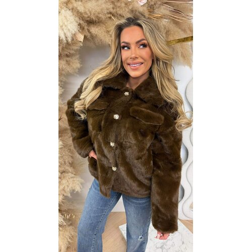 GLAMOUR FAKE FUR JACKET 1100 CHOCO