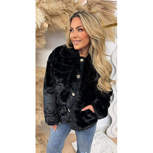 GLAMOUR FAKE FUR JACKET 1100 BLACK