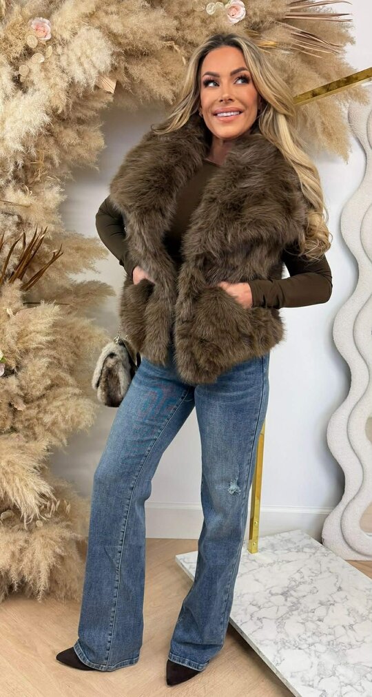 MUSTHAVE FAUX FUR GILET 1107 TAUPE MUSTHAVE FAUX FUR GILET 1107 TAUPE